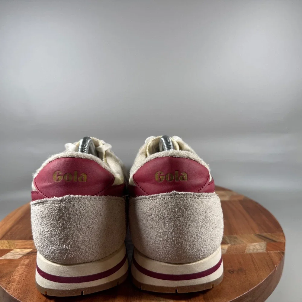 Gola Daytona Mens Retro Sneakers Off White Burgundy‎ Gum CMA592 Size 12